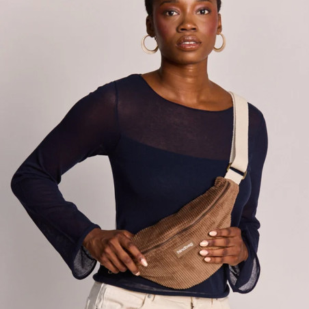 Hindbag Olivia Sac Banane En Velours & Coton Macchiato