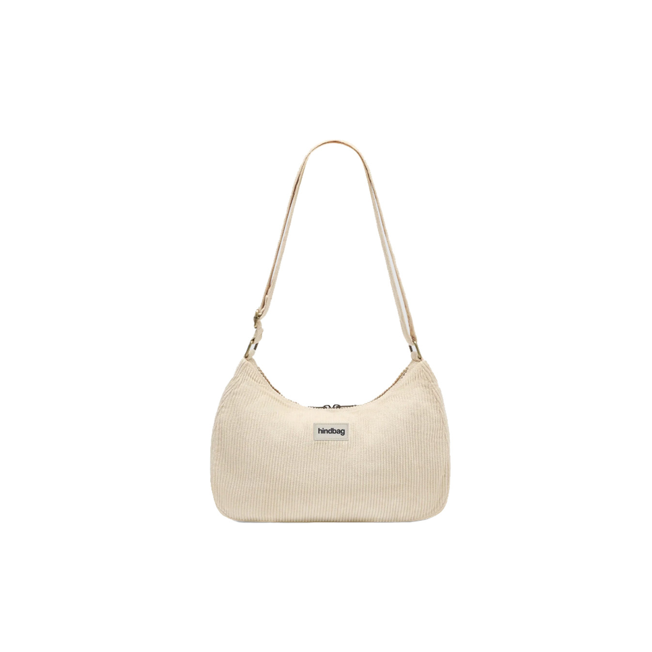 Hindbag Rosa Large Shoulder Bag in Velvet & Cotton Beige
