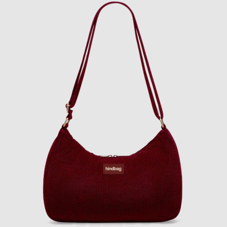 Hindbag Rosa Large Shoulder Bag in Velvet & Cotton Bordeaux