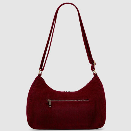Hindbag Rosa Grand Sac Porté Epaule En Velours & Coton Bordeaux dos