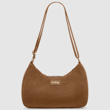 Hindbag Rosa Grand Sac Porté Epaule En Velours & Coton Macchiato face