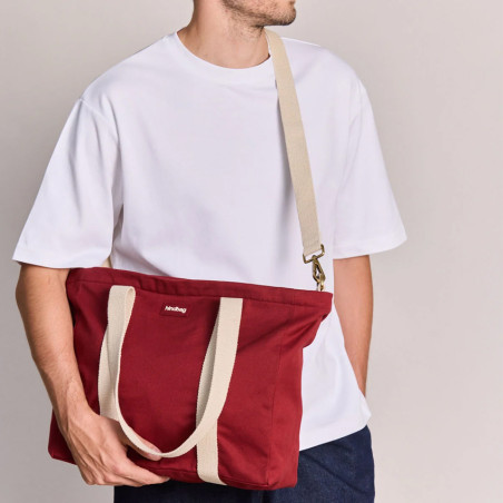 Hindbag Cesar Sac Cabas Bio Bordeaux porté