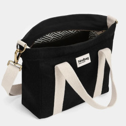 Hindbag Louise Petit Sac Cabas En Coton Noir ouvert