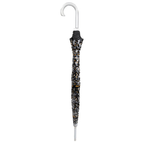 Isotoner Parapluie Cloche Transparent Pvc/Léopard Noir fermé
