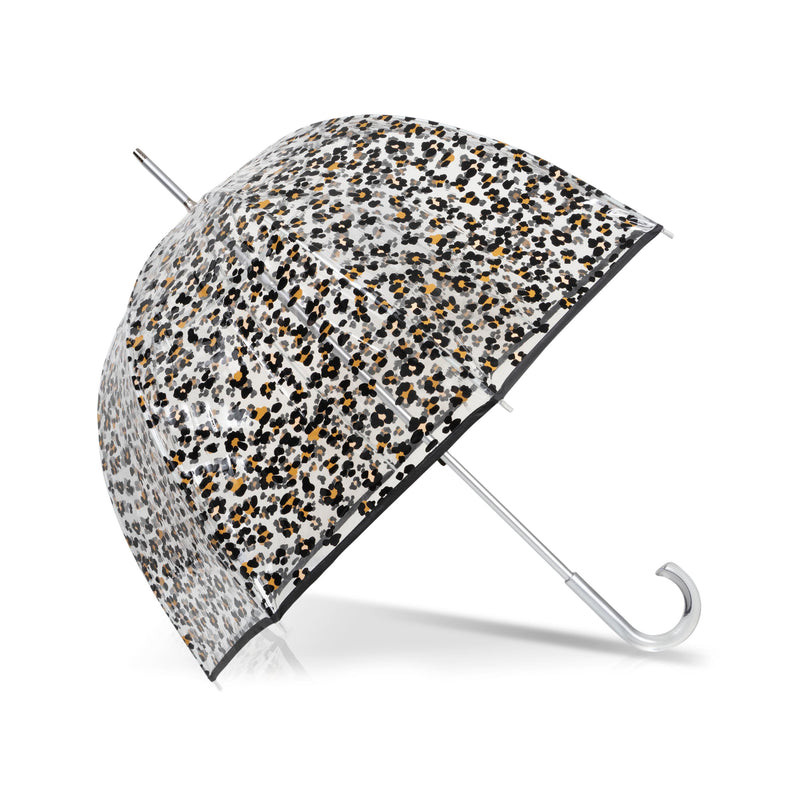Isotoner Parapluie Cloche Transparent Pvc/Léopard Noir ouvert