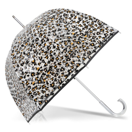 Isotoner Parapluie Cloche Transparent Pvc/Léopard Noir ouvert