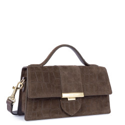 Lancaster Suede Exo Baguette Satchel Velvet Leather Croco Finish 53...