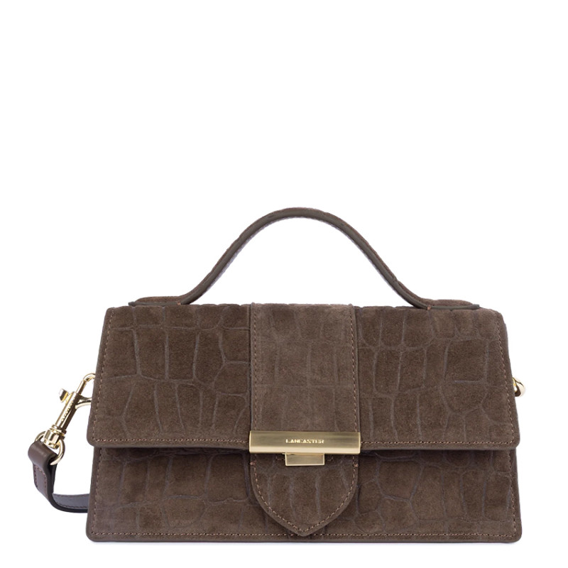 Lancaster Suede Exo Baguette Satchel Velvet Leather Croco Finish 53...