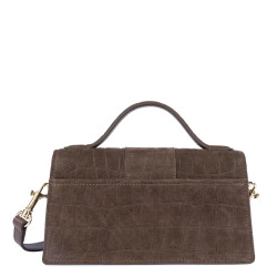 Lancaster Suède Exo Sac Baguette Cuir velours Façon Croco 530-63 Marron dos