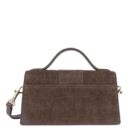 Lancaster Suede Exo Baguette Satchel Velvet Leather Croco Finish 53...
