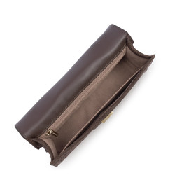 Lancaster Suède Exo Sac Baguette Cuir velours Façon Croco 530-63 Marron ouvert