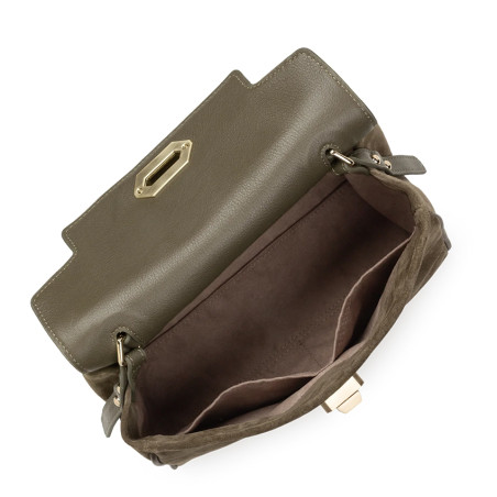 Lancaster Suede Grace Handbag 530-71 Khaki