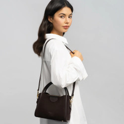 Lancaster Suède Ida Petit Sac A Main 470-100 Marron porté épaule