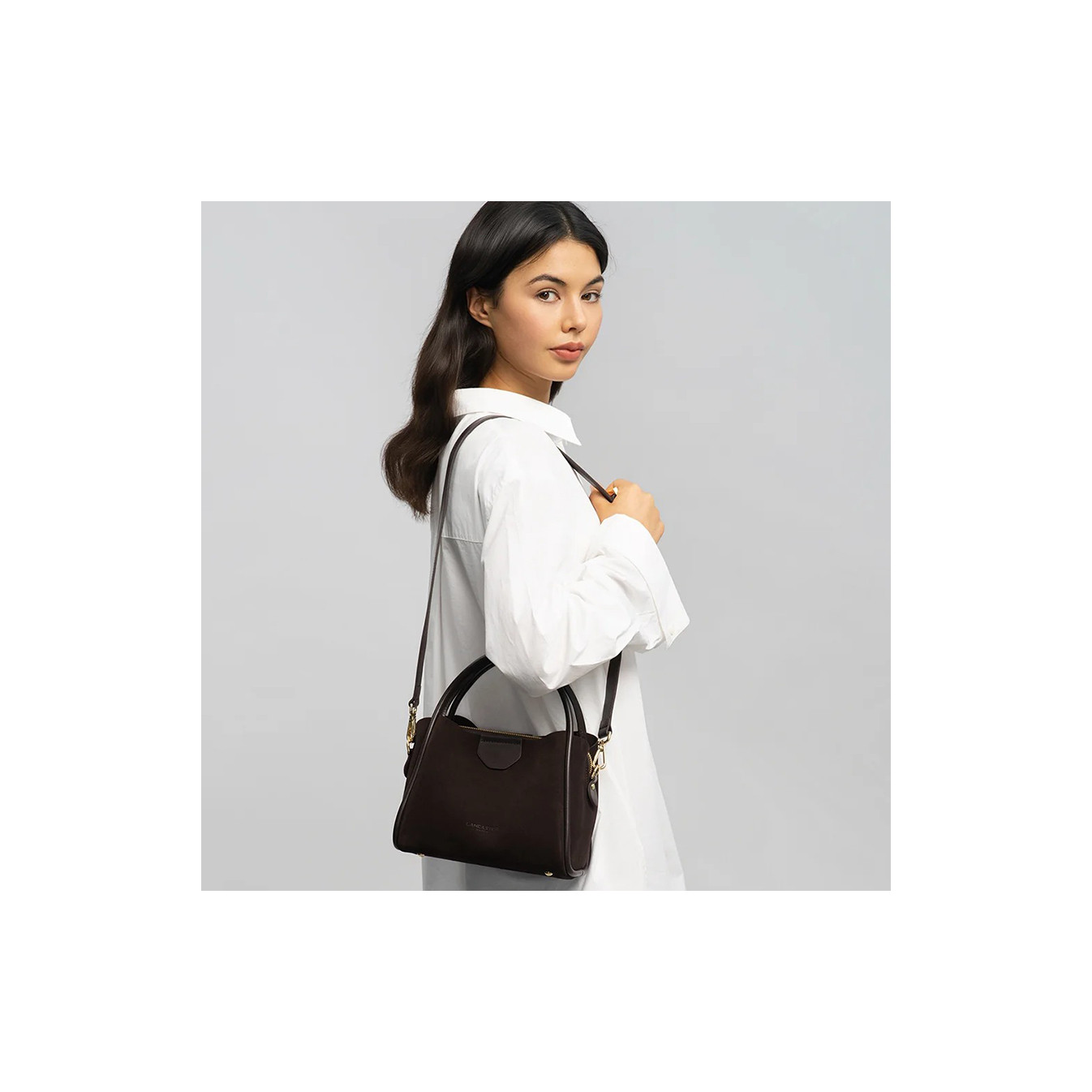 Lancaster Suède Ida Petit Sac A Main 470-100 Marron porté épaule