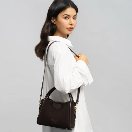 Lancaster Suède Ida Petit Sac A Main 470-100 Marron porté épaule