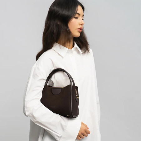 Lancaster Suède Ida Petit Sac A Main 470-100 Marron