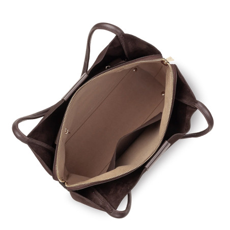 Lancaster Suède Ida Grand Sac Cabas 470-102 Marron ouvert