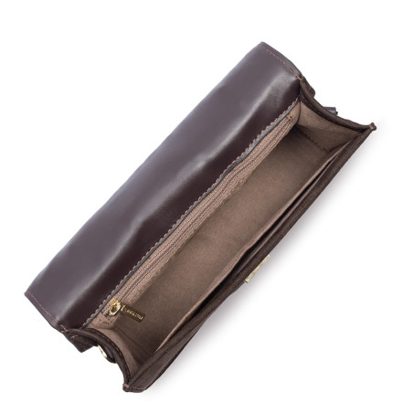 Lancaster Suède Ily Sac Baguette Cuir velours 530-010 Marron ouvert