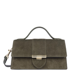 Lancaster Suede Ily Velvet Leather Baguette Bag 530-010 Khaki