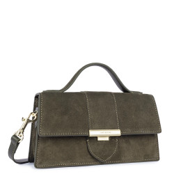 Lancaster Suede Ily Velvet Leather Baguette Bag 530-010 Khaki