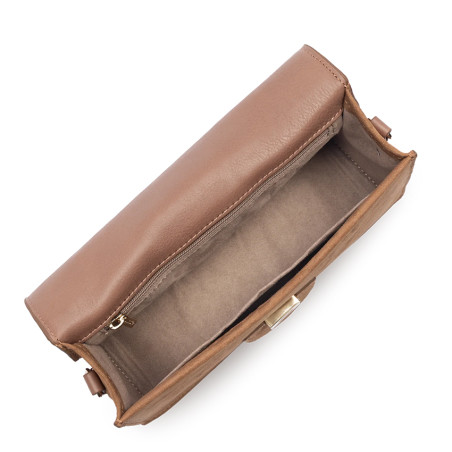 Lancaster Suède Ily Sac Baguette Cuir velours 530-010 Camel ouvert
