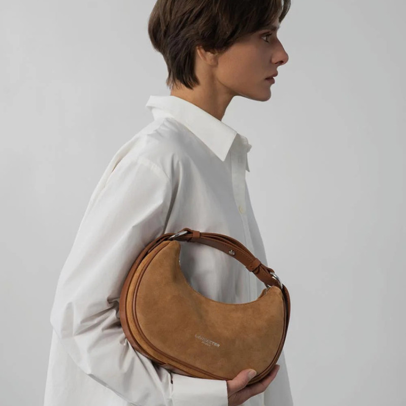 Lancaster Suede IT Shoulder Bag 480-081 Camel