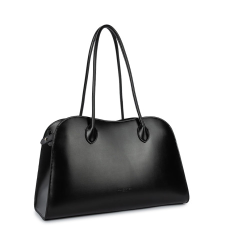 Lancaster Box Hopper Grand Sac Shopping En Cuir Lisse 523-122 Noir cote