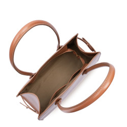 Lancaster Box Hopper Grand Sac Shopping En Cuir Lisse 523-122 Cognac ouvert