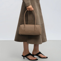 Lancaster Donna Cube Baguette Bag with Long Straps 531-128 Praline