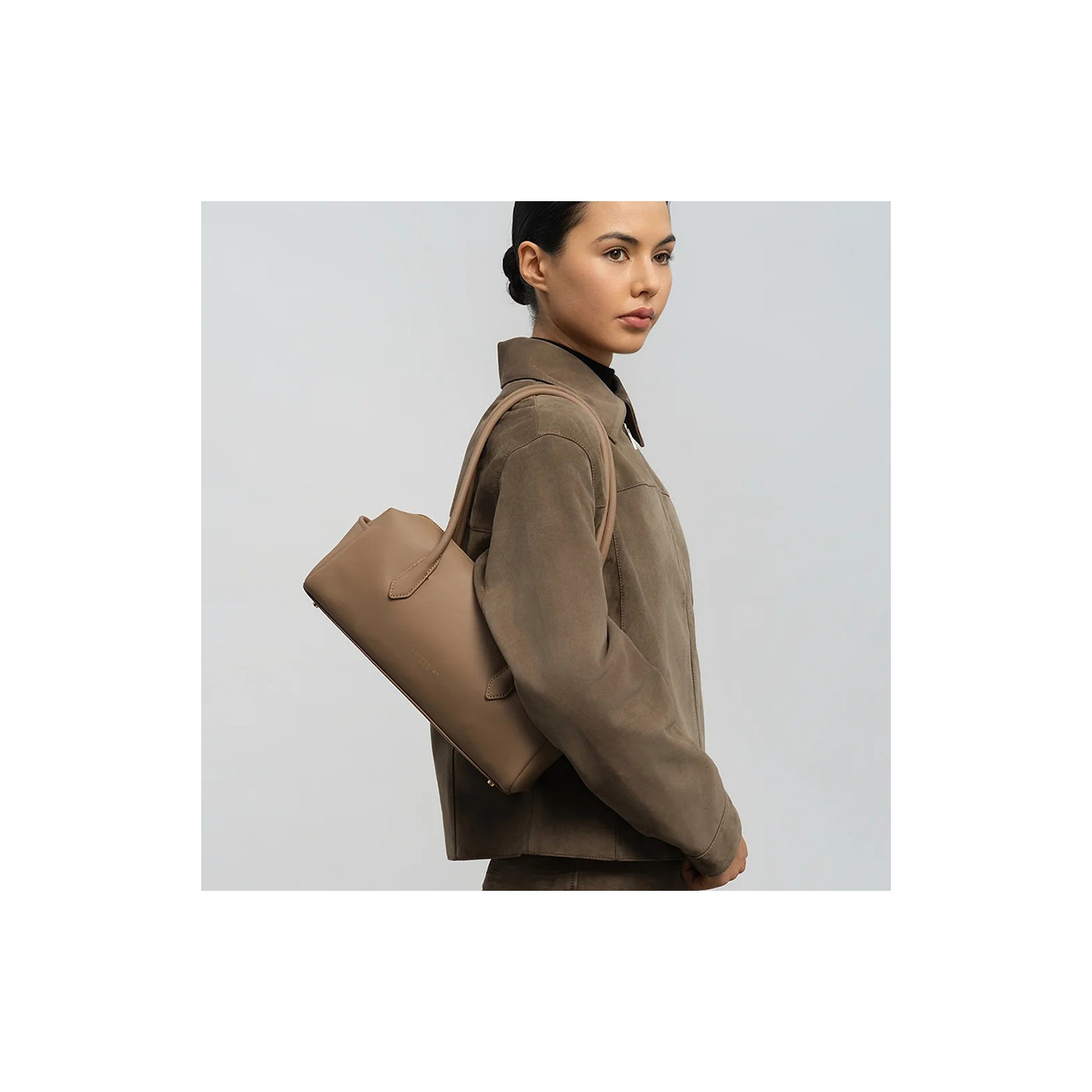 Lancaster Donna Cube Baguette Bag with Long Straps 531-128 Praline