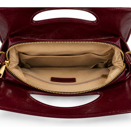 Farfouillette Sac Porté Main 3 Compartiments Prune ouvert