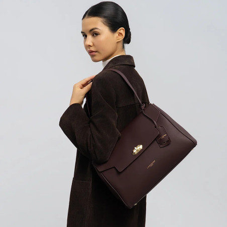 Lancaster Donna Grace Grand Sac Cabas Epaule 531-072 Bordeaux Foncé porté épaule