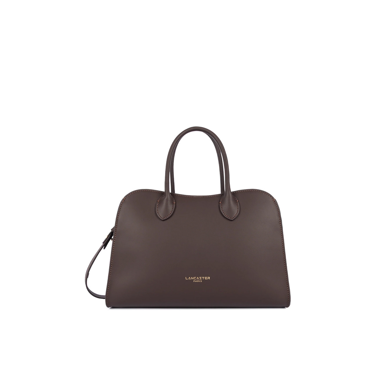 Lancaster Donna Hopper Sac Porté Main En Cuir Lisse 531-121 Marron Foncé