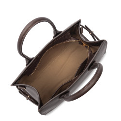 Lancaster Donna Hopper Sac Porté Main En Cuir Lisse 531-121 Marron Foncé ouvert