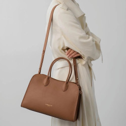 Lancaster Donna Hopper Sac Porté Main En Cuir Lisse 531-121 Moka bandoulière