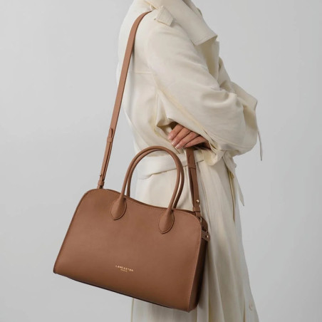 Lancaster Donna Hopper Sac Porté Main En Cuir Lisse 531-121 Moka bandoulière