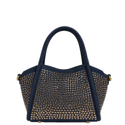 Farfouillette Small Velvet & Studs Handbag Navy