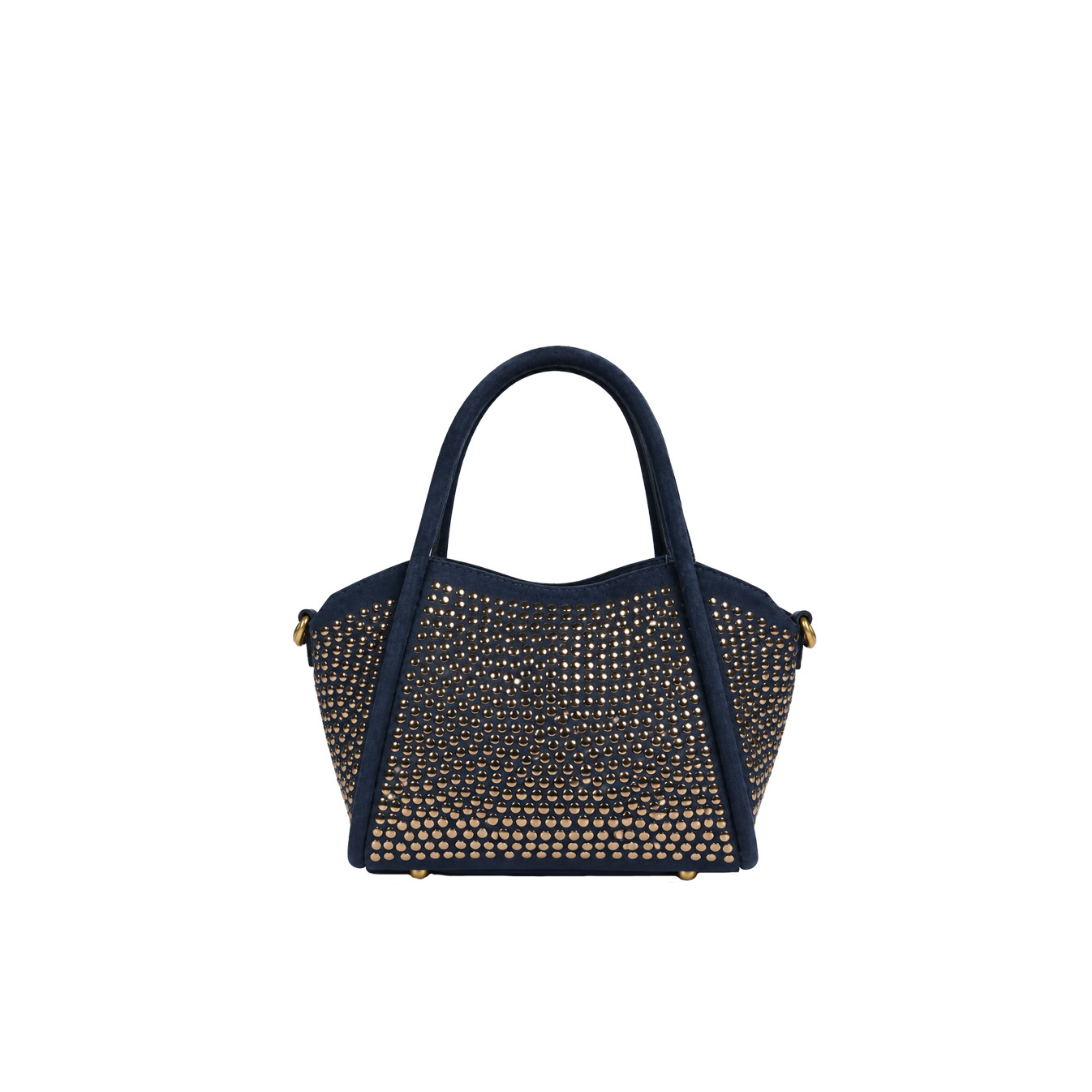 Farfouillette Petit Sac Porté Main Effet Velours & Clous Marine