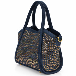 Farfouillette Small Velvet & Studs Handbag Navy