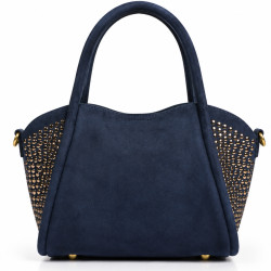 Farfouillette Petit Sac Porté Main Effet Velours & Clous Marine dos