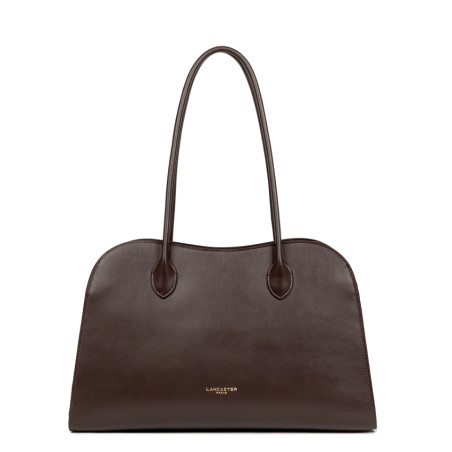 Lancaster Donna Hopper Grand Sac Shopping En Cuir Lisse 531-122 Marron Foncé face