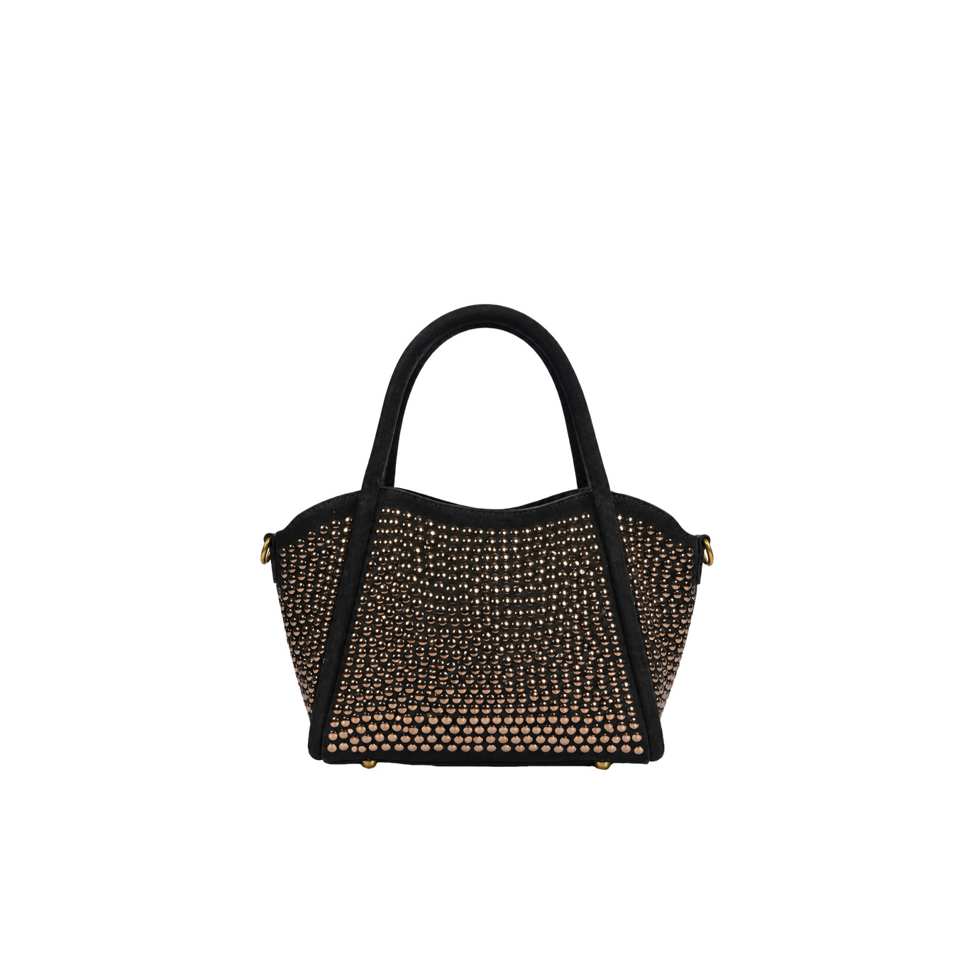Farfouillette Petit Sac Porté Main Effet Velours & Clous Noir