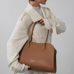 Lancaster Donna Hopper Grand Sac Shopping En Cuir Lisse 531-122 Moka