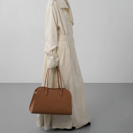 Lancaster Donna Hopper Grand Sac Shopping En Cuir Lisse 531-122 Moka 12