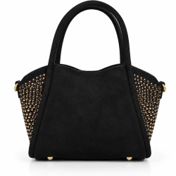 Farfouillette Petit Sac Porté Main Effet Velours & Clous Noir dos