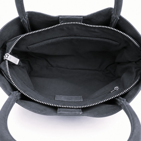 Farfouillette Petit Sac Porté Main Effet Velours & Clous Café ouvert
