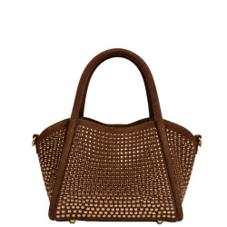 Farfouillette Small Velvet & Studs Handbag Coffee