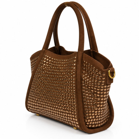 Farfouillette Small Velvet & Studs Handbag Coffee