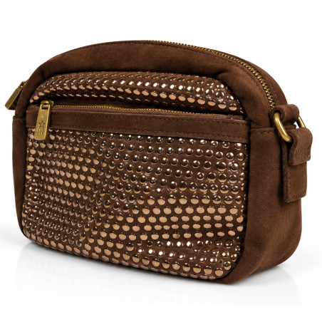 Farfouillette Sac Porté Travers Clouté Café côté