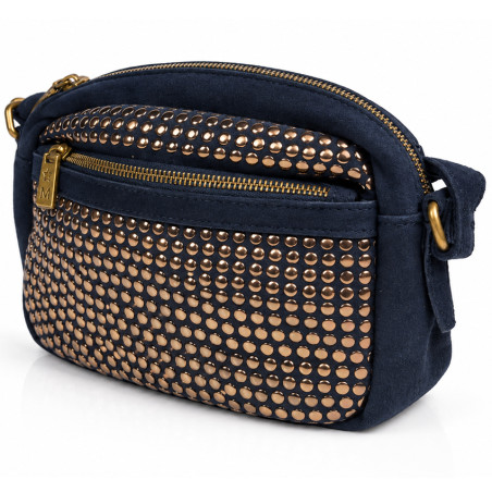 Farfouillette Sac Porté Travers Clouté Marine côté